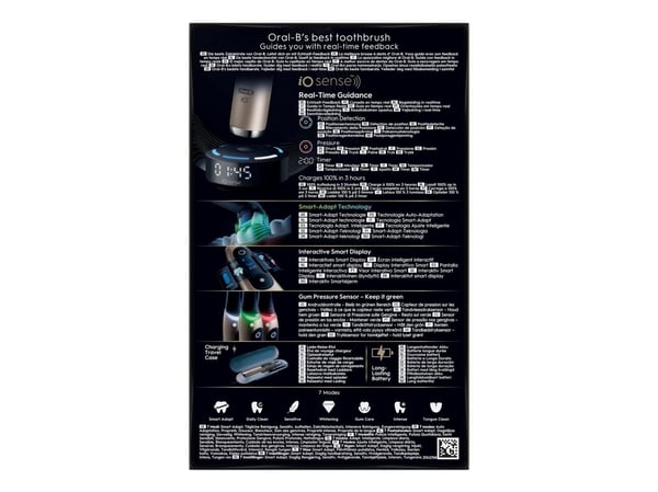 Oral-B iO Series 10 17398125, Voksen, Oscillerende Tannbørste, Sensitiv / Myk, Whitening, Gum omsorg, Grundig rens, Tongue care, Daglig stell, Smar...
