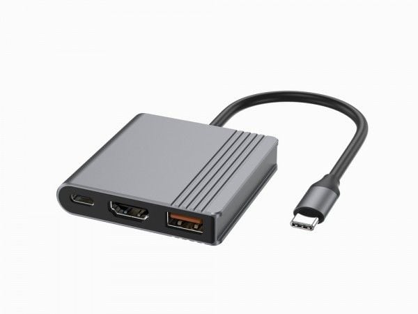 GEMBIRD GEMBIRD GEMBIRD USB Type C Multi-Port Adapter 3in1 USB-portti + HDMI + USB-C-video väri harmaa