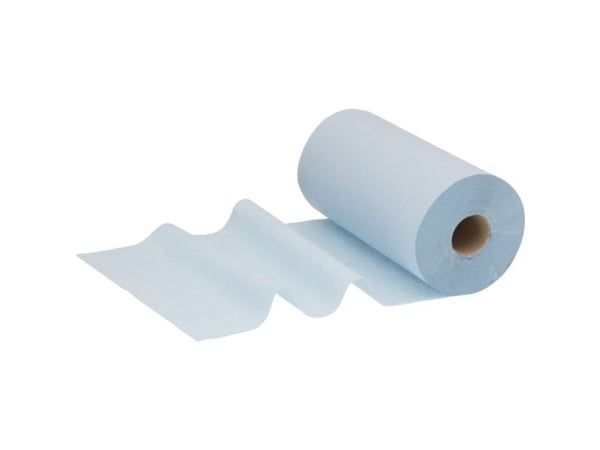 Håndklæderulle, Kimberly-Clark Wypall L10, 1-lags, Mini, 56,1m x 24cm, Ø13,8cm, blå, genanvendt p...