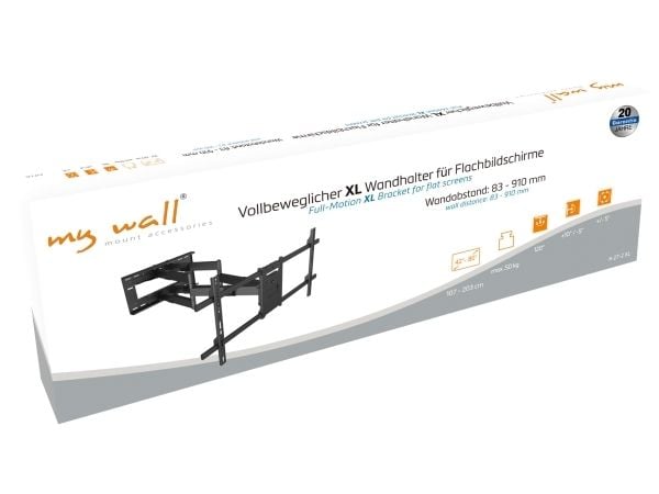 myWall H 27-2 X, 106,7 cm (42"), 2,03 m (80"), 100 x 100 mm, 800 x 400 mm, 10 - 5°, Sort
