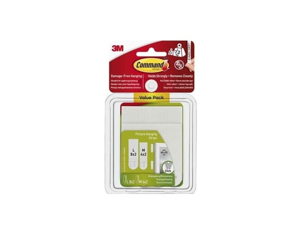 Command-nauhat kuvien ripustamiseen Value Pack, valkoinen