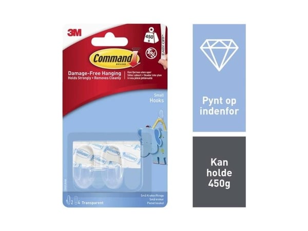 3M Command små gennemsigtige kroge med gennemsigtige strips 170