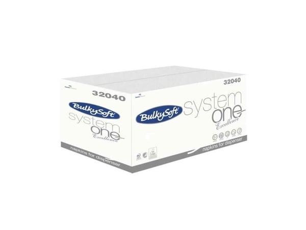 Servietter til dispenser, BulkySoft Excellence, 2-fold System One Excellent 2 lag, hvid 160mmx210mm,