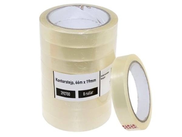 Toimistoteippi 66m x 19mm PP - (8 kpl)