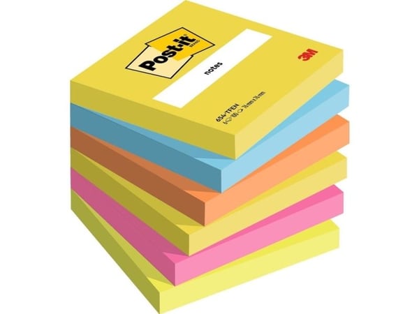 Post-it® självhäftande lappar, ENERGETIC, 76x76 mm, 6 x 100 ark
