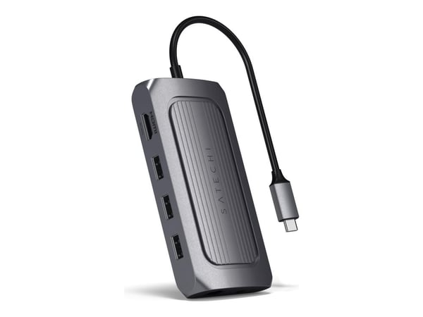 Satechi ST-U4MA3M, USB Type-C, 100 W, 1000 Mbit/s, Harmaa, MicroSD (TransFlash), SD, 60 Hz
