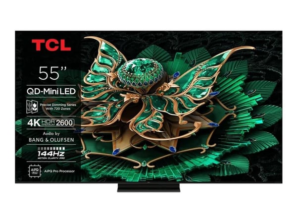 TCL 55Q7C, 139,7 cm (55"), 3840 x 2160 pikseliä, QD-Mini LED, Älytelevisio, Wi-Fi, Metallinen