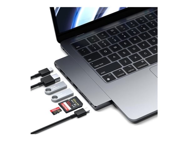 Satechi ST-HUCPHSM, Telakointi, USB 3.2 Gen 2 (3.1 Gen 2) Type-C, 100 W, 1.4/2.3, Harmaa, Space Gray