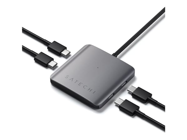 Satechi Satechi Satechi 4 Port USB-C Hub PD - alumiininen USB-C-keskitin (4x USB-C 10Gbps, mukaan lukien 1x 100W PD) (avaruusharmaa)