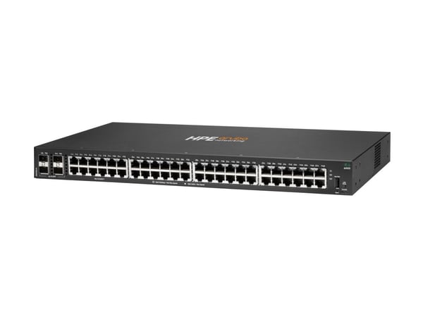 HPE Aruba 6000 48G 4SFP Switch - Switch - L3 - Administrerad - 48 x 10/100/1000 + 4 x Gigabit SFP - sida till sida luftflöde - rackmonterbar - Växe...