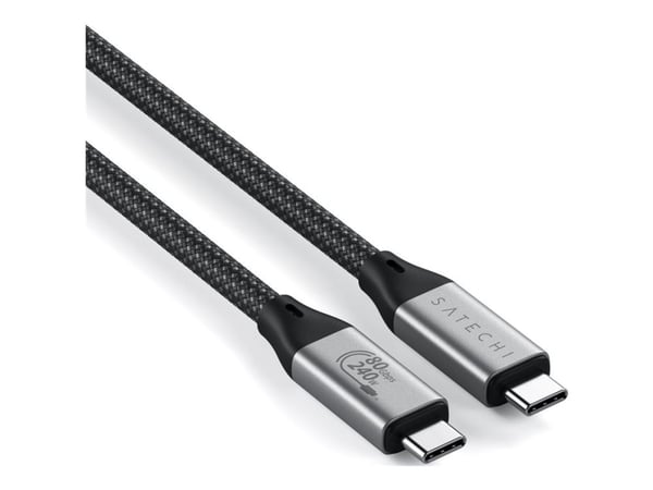 Satechi USB4 V2 Pro Cable, 1,2 m, USB C, USB C, USB4 Gen 4x2, 120 Gbit/s, Hopea, musta