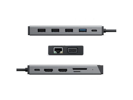 Alogic 12-in-1 USB-C PD DV3 -telakointiasema, jossa on kolme näyttöä