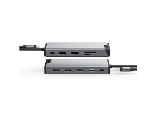 Alogic 12-in-1 USB-C PD DV3 -telakointiasema, jossa on kolme näyttöä