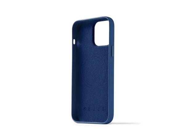 "Mujjo Nahkakotelo MagSafe-turvakotelolla iPhone 14 Pro Max - Monaco Blue.