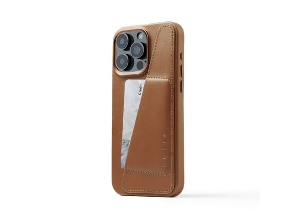 Troubadour Goods Troubadour Goods Limited Mujjo Nahka lompakko Case - Nahka Case iPhone 15 Pro Max, MagSafe yhteensopiva (Tan)