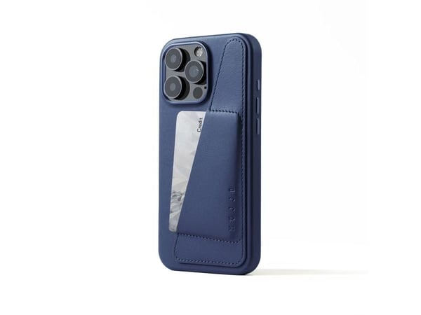 Mujjo Lompakko nahkainen kotelo iPhone 16 Pro Max - sininen