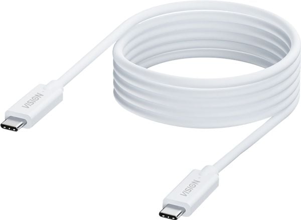 Vision - USB-kabel - USB-C (hann) til USB-C (hann) - USB 3.2 Gen 1 - 3 A - 2 m - Støtte for DP Alt-modus - hvit