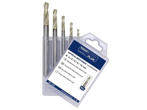Bohrcraft Spiralborsæt 4-10mm HDX HSS-E Co8 M42 HARDOX 5 dele Profi-PLUS