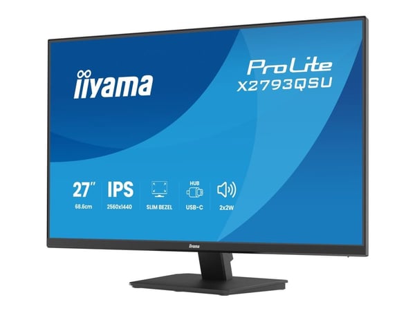 iiyama ProLite X2793QSU-B1 - LED-skjerm - 27" - 2560 x 1440 QHD @ 75 Hz - IPS - 350 cd/m² - 1000:1 - 1 ms - HDMI, DisplayPort - høyttalere - svart,...