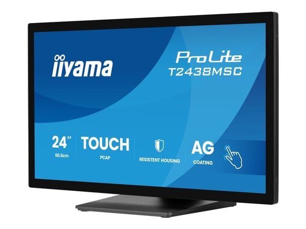 iiyama ProLite T2438MSC-B2 - LED-skjerm - 24" (23.8" synlig) - berøringsskjerm - 1920 x 1080 Full HD (1080p) @ 120 Hz - IPS - 600 cd/m² - 1300:1 - ...