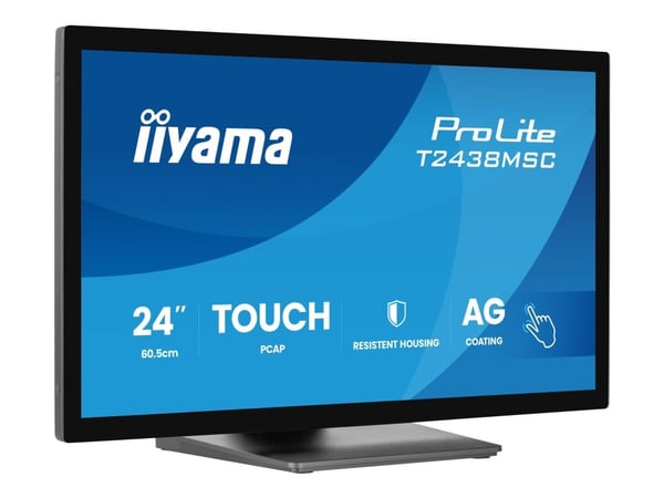 iiyama ProLite T2438MSC-B2 - LED-skjerm - 24" (23.8" synlig) - berøringsskjerm - 1920 x 1080 Full HD (1080p) @ 120 Hz - IPS - 600 cd/m² - 1300:1 - ...