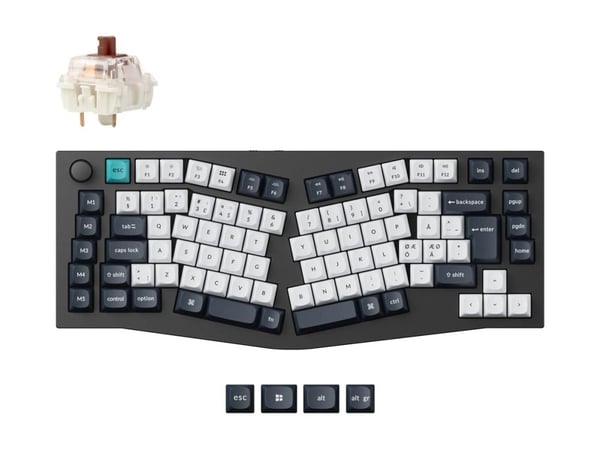 Keychron Q10 MAX - Tastatur - QMK custom, alice layout, fully assembled knob, mechanical - 75% - belyst - trådløs - USB-C, 2.4 GHz, Bluetooth 5.1 -...