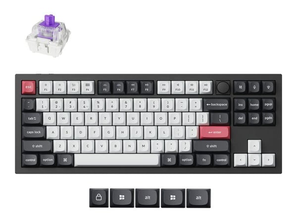 Keychron Q3 HE - Tastatur - QMK tilpasset, fullt montert knapp - 80% - TKL - belyst - trådløs - USB-C, Bluetooth 5.2, 2.4 GHz - tastsvitsj: Gateron...