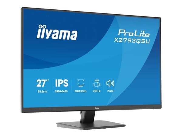 iiyama ProLite X2793QSU-B1 - LED-skjerm - 27" - 2560 x 1440 QHD @ 75 Hz - IPS - 350 cd/m² - 1000:1 - 1 ms - HDMI, DisplayPort - høyttalere - svart,...