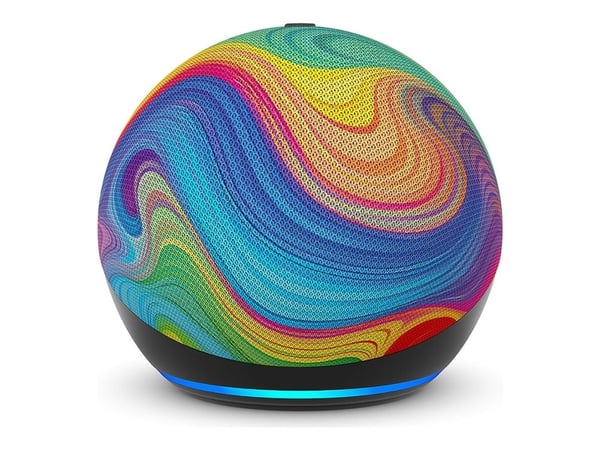 Amazon Echo Dot Kids (5th generation), Amazon Alexa, Pyöreä, Monivärinen, Rainbow Swirl, Kangas, Kierrätetty muovi, Saksa, Englanti, Espanja, Ransk...