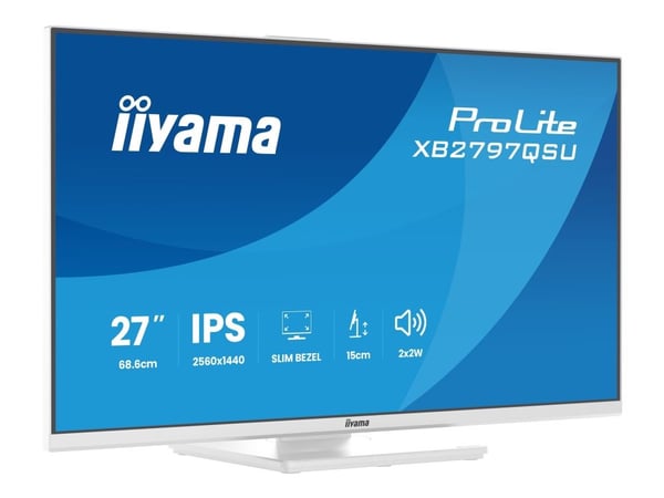 iiyama ProLite XB2797QSU-W1 - LED-skjerm - 27" - 2560 x 1440 QHD @ 75 Hz - IPS - 350 cd/m² - 1000:1 - 1 ms - 2xHDMI, DisplayPort - høyttalere - hvi...