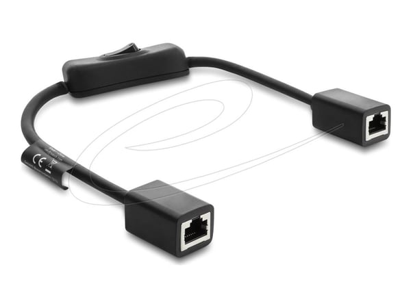 Delock RJ45 hunn til hunn-kabel med bryter Cat.6 F/UTP 0,3 m - nettverksswitching svart
