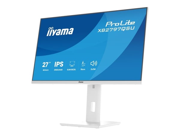 iiyama ProLite XB2797QSU-W1 - LED-skjerm - 27" - 2560 x 1440 QHD @ 75 Hz - IPS - 350 cd/m² - 1000:1 - 1 ms - 2xHDMI, DisplayPort - høyttalere - hvi...