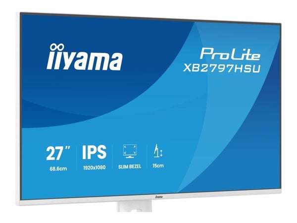 iiyama ProLite XB2797HSU-W1 - LED-skjerm - 27" - 1920 x 1080 Full HD (1080p) @ 120 Hz - IPS - 350 cd/m² - 1500:1 - 1 ms - HDMI, DisplayPort - høytt...