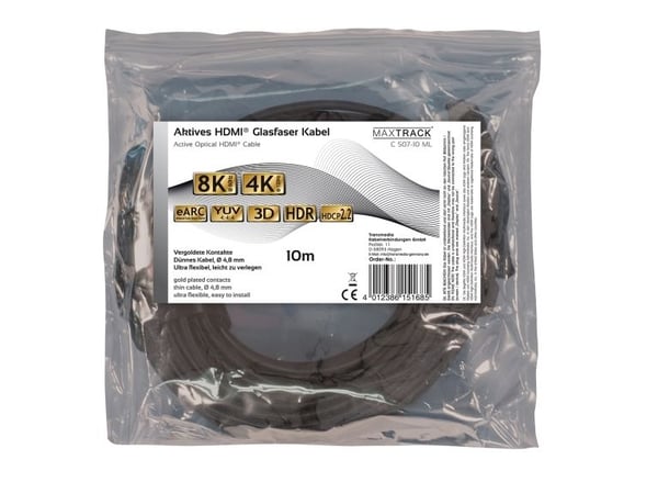 Transmedia C 507-10 M, 10 m, HDMI Type A (Standard), HDMI Type A (Standard), 3D, Svart