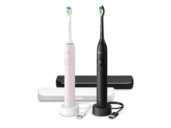 Philips 3100 series 3100 HX4072/42 Oppladbar tannbørste, Voksen, Sonik tannbørste, Daglig stell, 31000 bevegelser per minutt, Svart, Lyserosa, 2 mi...