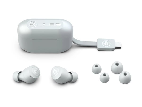 JLab Audio Go Air POP - True wireless-hodetelefoner med mikrofon - i øret - Bluetooth - hvit