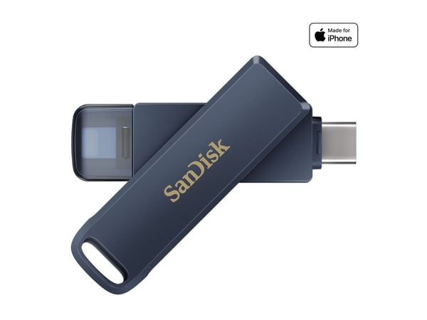 SanDisk Phone Drive - USB flash-enhet - 256 GB - USB-C / Lightning - metallisk himmel