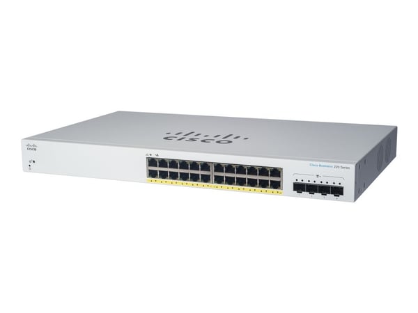 Cisco Business 220 Series CBS220-24FP-4X - Switch - smart - 24 x 10/100/1000 (PoE+) + 4 x 10 Gigabit SFP+ (opplenke) - rackmonterbar - PoE+ (382 W)