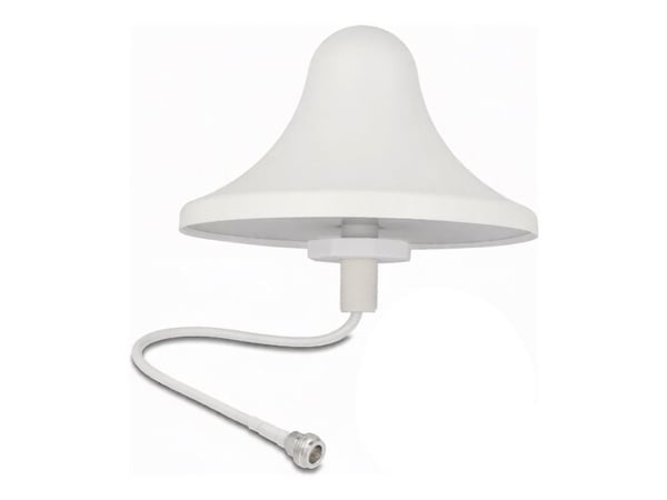 Delock 4G WiFi 2,4 GHz N-liitäntäantenni 3 dBi 30 cm RG-58 suuntaamaton kattokiinnike valkoinen