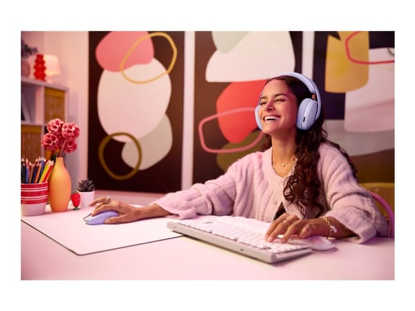 Logitech G G325 - Hodesett - full størrelse - Bluetooth / LIGHTSPEED - trådløs - USB-C via Bluetooth-adapter - lilla