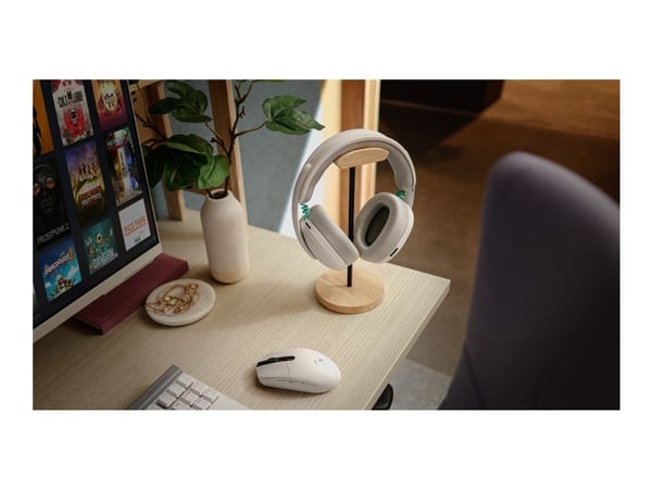 Logitech G G325 - Hodesett - full størrelse - Bluetooth / LIGHTSPEED - trådløs - USB-C via Bluetooth-adapter - hvit