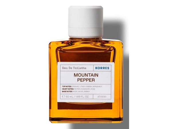 Korres Fragrance Mountain, Hunstik, Eau de toilette, 50 ml, Appelsiini, Litsea cubeba, Bergamot, Peber, Rosmarin, Ruusu, Musk, Mos, Ravfarvet