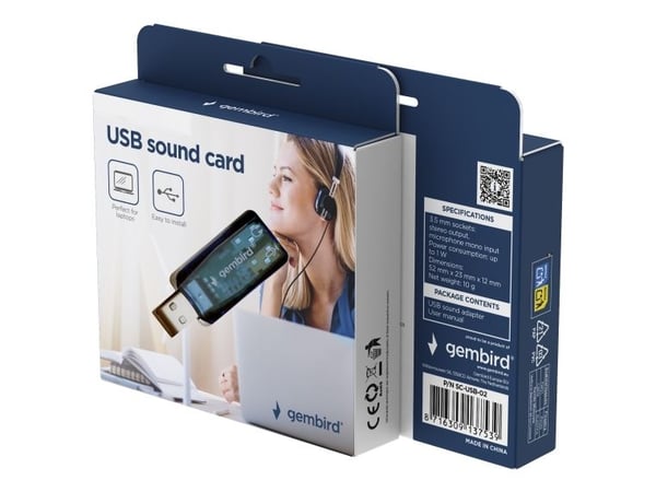 Gembird Ljudkort/Audioadapter "Virtus" SC-USB-02 USB Gembird