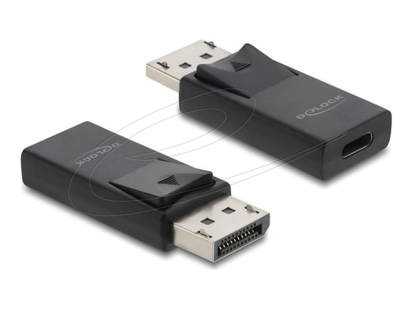 Delock - Video adapter - USB-C (hunn) til DisplayPort (hann) låst - DisplayPort 2.1 - 8K-støtte, HDR-støtte - svart