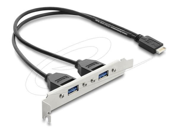 Delock USB Type-E Key B hann til 2 x USB 5 Gbps Type-A hunn med slotbrakett tilkoblingskabel 35,5 cm