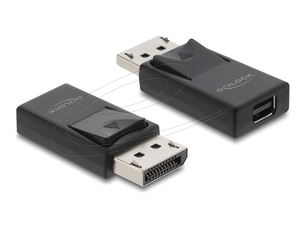 Delock - Video adapter - Mini DisplayPort (hunn) til DisplayPort (hann) låst - DisplayPort 2.1 - svart