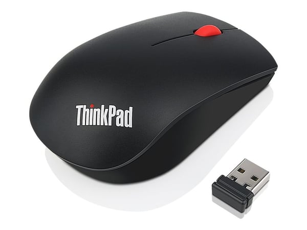 Lenovo ThinkPad Essential Wireless Mouse - Mus - optisk - 3 knapper - trådløs - 2.4 GHz - USB trådløs mottaker - Campus