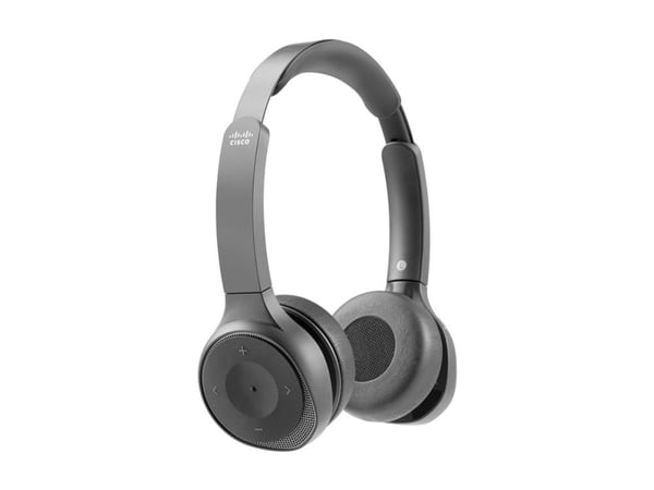 Cisco Headset 730 - Hodesett - on-ear - Bluetooth - trådløs - aktiv støydemping - USB, 3,5 mm jakk - karbon sort