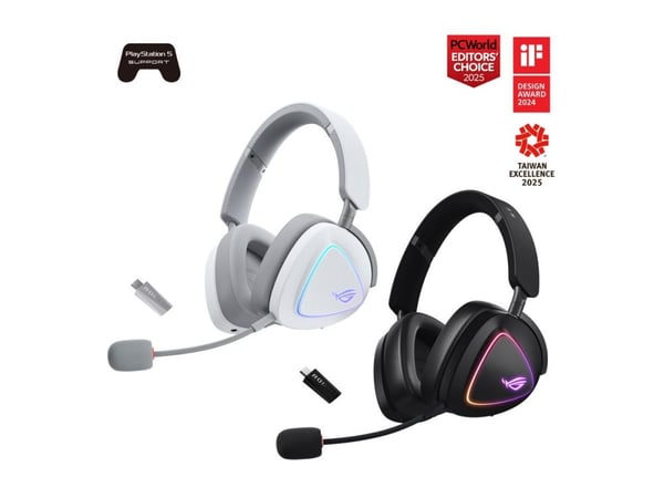 ASUS ROG Delta II - Hodesett - full størrelse - Bluetooth / 2,4 GHz radiofrekvens - trådløs - 3,5 mm jakk