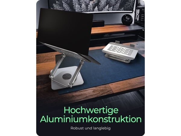 ICY BOX IB-NH300-R, PC-stativ, Sølv, Aluminium, 43,2 cm (17"), 3,5 kg, 360°